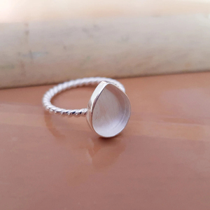 New Water Drop Shape 925 Sterling Silver <b>Ring</b> Twisted Band Bezel Setting Minimalist <b>Plain</b> Band Unisex Everyday Wear Fine Jewelry - Product Image 1