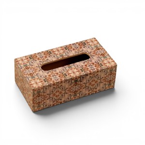 กล่องใส่กระดาษทิชชูไม้พิมพ์ลายทำมือ กล่องเก็บกระดาษทิชชูตกแต่ง - Product Image 4