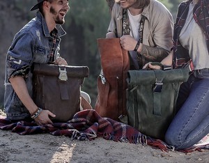 Genuine Leather Anti-Theft <b>Roll</b> Top <b>Backpack</b> Vintage <b>Backpack</b> Bag Unisex Waterproof Travel Day Pack Zipper LTBP-0204 - Product Image 3