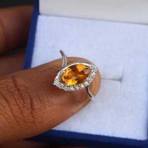 Bague ovale en citrine, argent sterling 925, faite à la main, bijou élégant, cadeau pour elle - Product Image 6