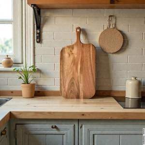 Planche à découper en bois de haute qualité, forme rectangulaire, épaisseur 1,3 cm, passe au lave-vaisselle, non toxique, pour plusieurs fonctions de cuisine - Product Image 4