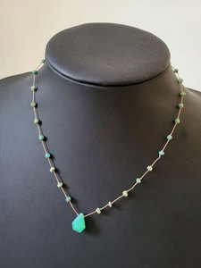 Handmade <b>Green</b> Chrysoprase Gemstone Pendant <b>Beaded</b> <b>Necklace</b> Adjustable Cord Boho Jewelry Women Gift - Product Image 2