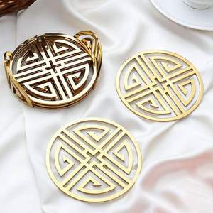 Posavasos de latón de diseño premium, posavasos de acero inoxidable, manteles individuales, manteles de comedor, posavasos de metal grabado a precio de fábrica al por mayor - Product Image 5