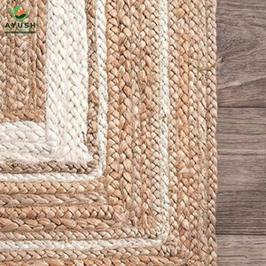 Alfombras Ecológicas Hechas a Mano, Aptas para Mascotas, Antideslizantes, Rectangulares de 180x120cm, de Yute Natural Teñido de Blanco, Personalizables para el Hogar y Estilo Rústico - Product Image 2