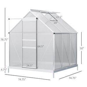 6 'x 6' serra da giardino resistente con bocchetta regolabile in policarbonato e porta scorrevole in argento rail grondaia-verde - Product Image 3
