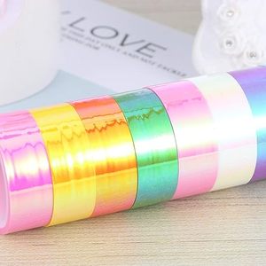 Cinta Adhesiva Decorativa Holográfica Arcoíris, Película Colorida OEM al por Mayor para Manualidades, Arte, Scrapbooking y Envoltura de Regalos - Product Image 3