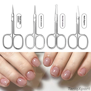 Ciseaux de beauté de style russe 420 à tête courbée, outil pour cuticules, coupe-sourcils, lame droite, lame tranchante, pour gauchers, maquillage - Product Image 4
