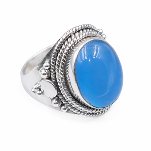Natural Blue Chalcedony 925 Sterling Silver Gemstone <b>Ring</b> Handmade Artisan Boho Style Women's Gift Rose Gold Plated - Product Image 6