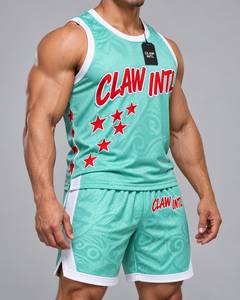 ชุดยูนิฟอร์มบาสเก็ตบอล CLAW INTL สำหรับทุกเพศ สีเขียวมิ้นท์ ลายดาวสีแดง พิมพ์ลายดิจิทัล ผ้าโพลีเอสเตอร์ระบายอากาศได้ดี ชุดกีฬาสำหรับผู้ใหญ่ ตัดเย็บแบบไร้รอยต่อ - Product Image 4