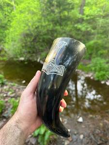 Viking Drinking Horn with Horn Stand-American Style Eco-Friendly <b>Disposable</b> Large Capacity for Home Restaurant Office Party Use - Product Image 2