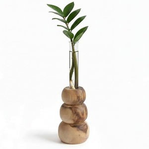 Pot de fleurs en bois d'acacia artisanal en gros |   Vase à plantes en bois vintage - Product Image 1