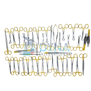Ensemble de 40 instruments de chirurgie générale de haute qualité avec boîte en acier inoxydable (poignée plaquée or), certifié CE, instruments vétérinaires - Product Image 6