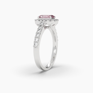 Anillo de Eternidad con Halo de Moissanita Rosa Radiante de 1.00 Ct, Claridad VS/VVS, Oro Sólido de 10K/14K/18K, Chapado en Rodio, Engaste de Garras, Venta al por Mayor - Product Image 3