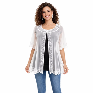 Poncho de Fiesta Americano 2025 para Mujer, Top con Lentejuelas, Tela de Red Suave, Bordado a Mano, Ropa de Playa y Noche - Product Image 1