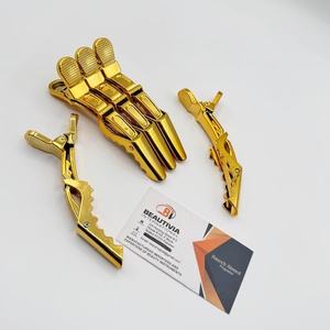 Pinces à cheveux alligator durables à maintien ferme, barrettes et pinces à griffes dorées pour salon, pinces en plastique pour sectionnement des cheveux - Product Image 1