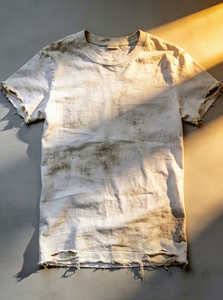 Ripped Stonewashed Distressed Breathable 100% Cotton Plus Size Shirt Loose Fit Oversized Baggy Drop Shoulder O Neck Casual - Product Image 2