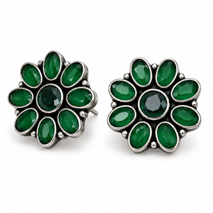 Boucles d'oreilles en laiton avec serti en onyx, vente en gros, offre en vrac, produit phare |   Boucles d'oreilles ethniques tribales florales |   Cadeau bohème fait main, très demandé - Product Image 1