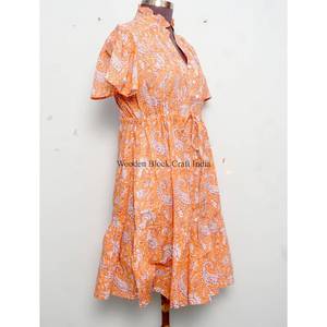 Robe courte la plus vendue avec taille personnalisée disponible auprès d'un fournisseur indien, robe florale à prix de gros. - Product Image 5