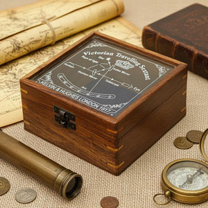 เครื่องมือนำทางทางทะเลแบบโบราณ รุ่นเซกส์แทนท์ เคลวิน ฮิวส์ ปี 1917 ทำจากทองเหลืองแกะสลัก พร้อมกระจกและไม้  จำหน่ายส่ง - Product Image 6