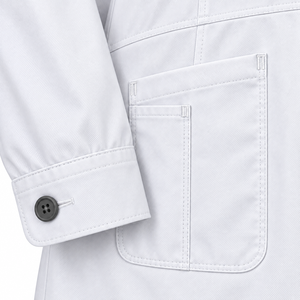 Bata de Médico Blanca Brillante con Solapa en Forma de Media Luna, Uniforme de Laboratorio Médico, Venta al por Mayor Personalizada, Ropa de Trabajo Unisex para el Sector Sanitario con Bolsillo Dividido - Product Image 6