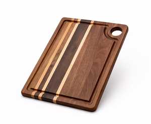 Tabla de Cortar Rectangular de Madera de Nogal Negro Premium, 2.5cm de Grosor, Ecológica, Duradera, con Ranura para Jugos, Diseño Rayado - Product Image 1