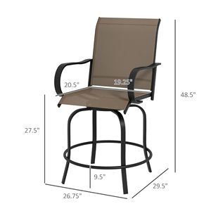 Set Moderno di 2 Sgabelli da Bar Girevoli a 360° Color Beige, Sedie da Giardino per Esterni con Robusta Struttura in Metallo, Altezza da Bar per Uso in Seminterrato - Product Image 3