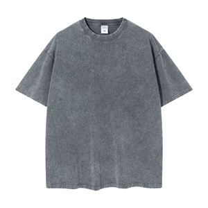 OEM 100% Cotton Heavyweight Men's Oversized Short Sleeve T-shirt Custom Dtg Print Logo T-shirt Stone Acid Washed Vintage T-Shirt - Product Image 3