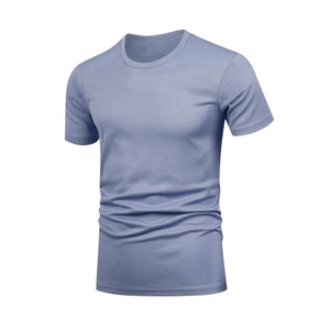 Camiseta de Hombre con Textura Tejida, Cuello Redondo, Color Sólido, Impresión de Logotipo Personalizado, Camiseta Urbana, Camiseta Informal para Hombre - Product Image 3