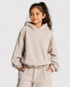 Ensemble de survêtement personnalisé OEM pour filles, survêtement en molleton surdimensionné pour enfants, ensemble sweat à capuche et pantalon de jogging pour filles, survêtements décontractés pour enfants - Product Image 4