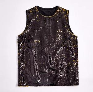 <b>Men's</b> O-Neck Sleeveless <b>Sequined</b> Tank <b>Top</b> Casual Solid Color Knitted Vest - Product Image 1