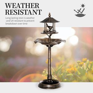 Vasca per Uccelli 3-in-1 in Bronzo con Piedistallo, Grande Vasca d'Acqua e Fioriera Sottostante per Decorazione da Giardino - Product Image 6