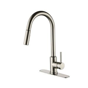 Rubinetto da cucina monocomando in acciaio inossidabile con doccetta estraibile ad arco alto, per lavello - Product Image 1