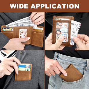 <b>Men's</b> Genuine Leather Slim <b>Wallet</b> Bifold <b>RFID</b> Protection ID Window Flip Pocket Open Closure Made in Bangladesh Factory - Product Image 4