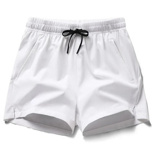 Pantalones cortos de secado rápido de color sólido para hombre con cintura elástica y cierre con cordón, ropa informal para exteriores - Product Image 3