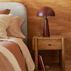 Table de chevet moderne en bois naturel avec tiroir, table de chevet contemporaine en bois massif - Product Image 2