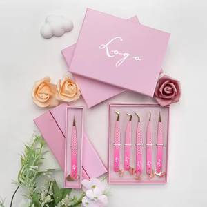 Juego de Pinzas para Pestañas Morje Quirúrgicas de Acero Inoxidable Rosa, Puntas Lisas/Serradas/Dentadas de 10 mm, Herramientas de Precisión para Extensión de Pestañas - Product Image 3