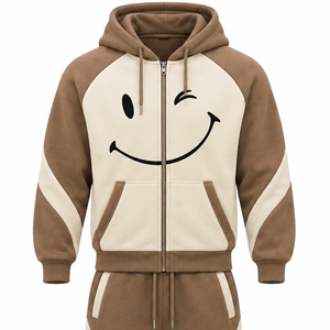 Conjunto deportivo de lana para hombre, ropa deportiva de invierno con chaqueta con cremallera completa y pantalones tipo jogger para entrenamiento en el gimnasio y uso casual. - Product Image 5