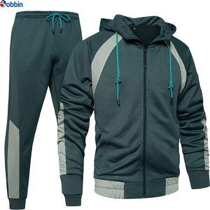 Winter Men's Color Block Tracksuit Hooded Zipper Full Sleeve Casual Autumn Polyester Cotton Sweatshirt <b>Pants</b> Set Regular Fit - Product Image 5
