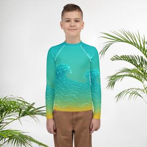 Men's Long Sleeve Rash Guard: Blue <b>Coral</b> UPF 50+ Surf Shirt - Product Image 2