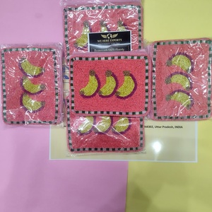 Porte-monnaie artisanal à motif banane perlé, pochette zippée, mini sac à chaîne en polyester, portefeuille indien écologique, cadeau - Product Image 4