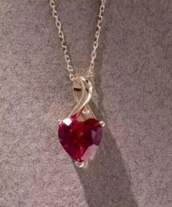 Colgante Solitario de Diamante Cultivado en Laboratorio con Corte Corazón de 2 Quilates, Chapado en Oro Amarillo de 14k, Diamante Tishya de Lujo para Mujer - Product Image 2