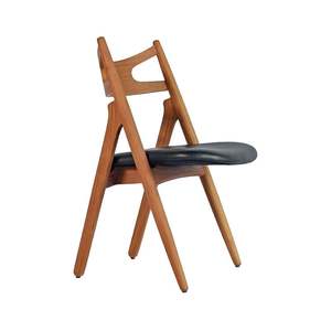 เก้าอี้ทานอาหารไม้สักคุณภาพสูง พร้อมที่วางแขน เบาะหนังถักและเบาะรองนั่ง สำหรับเฟอร์นิเจอร์ร้านกาแฟและร้านอาหาร - Product Image 2