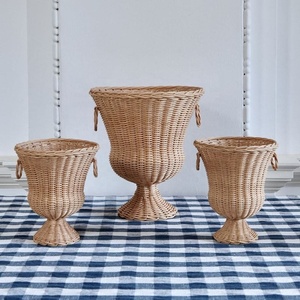 Vase en rotin bohème moderne de qualité supérieure pour la décoration intérieure, vente en gros, rotin naturel fait à la main, durable, léger, décoratif - Product Image 4