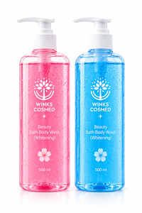 ขวดปั๊มพลาสติกน้ำยาไนอะซินาไมด์ 500 มล. 2in1 สบู่เหลวอาบน้ำ ช่วยให้ผิวขาว พร้อมโลโก้สั่งทำได้ สำหรับโรงแรม ห้องน้ำ หัวปั๊มแบบ US Plug - Product Image 1