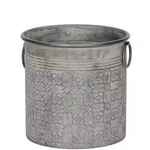 Seau à plantes en métal galvanisé le plus vendu avec motif circulaire, durable, pour usage extérieur en jardin, pour fleurs et plantes vertes - Product Image 1