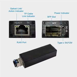 Mini Switch de Fibra Óptica com 1 Slot SFP e 1 Porta RJ45 Ethernet, Conversor de Mídia RPOE 1.25G, Módulo Transceptor SFP, Entrada Tipo-C 5V <span class=keywords><strong>DC</strong></span> com Caixa - Product Image 4