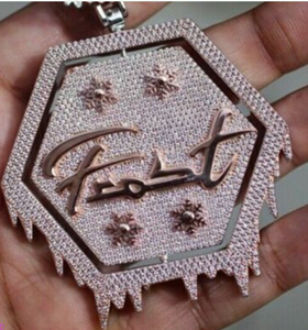 Colgante de circonita cúbica helada con forma de hexágono, copo de nieve o letra, collar de joyería personalizada, regalo - Product Image 4