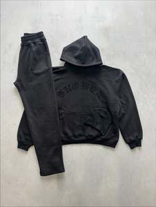 Ensemble survêtement jogging personnalisé OEM 2 pièces, survêtement surdimensionné, pantalon de survêtement évasé et sweat-shirt pour hommes - Product Image 3