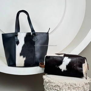 Conjunto de bolso de cuero de vaca genuino de 2 piezas hecho a mano personalizado, bolsas de mano para ocultar el pelo y kit Dopp, bolsa de viaje para mujer OEM disponible - Product Image 5