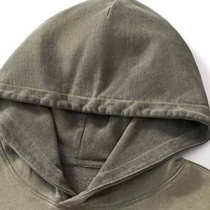 Sweat-shirts à capuche pour hommes de haute qualité, délavés à l'acide, personnalisés, 100% coton, doublés de polaire, brodés, épais, thermiques, pour l'hiver - Product Image 2